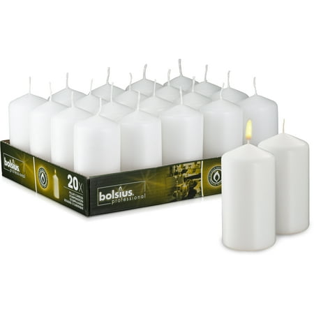 4 Inch Round Pillar Candle - Bolsius Tray Of 20 White Pillar Candles Aprox. 2X4 Inches