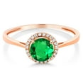 thumbnail image 2 of Gem Stone King 10K Rose Gold Green Nano Emerald and Diamond Women Engagement Ring (0.99 Cttw), 2 of 5