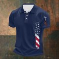 thumbnail image 2 of Men's Patriotic Independence Day Polo Collar Short Sleeve T-Shirt - Vintage American Flag Print for 4th of July, BBQ Parties and Casual Summer Outfits,Dark Blue 2XL, 2 of 4