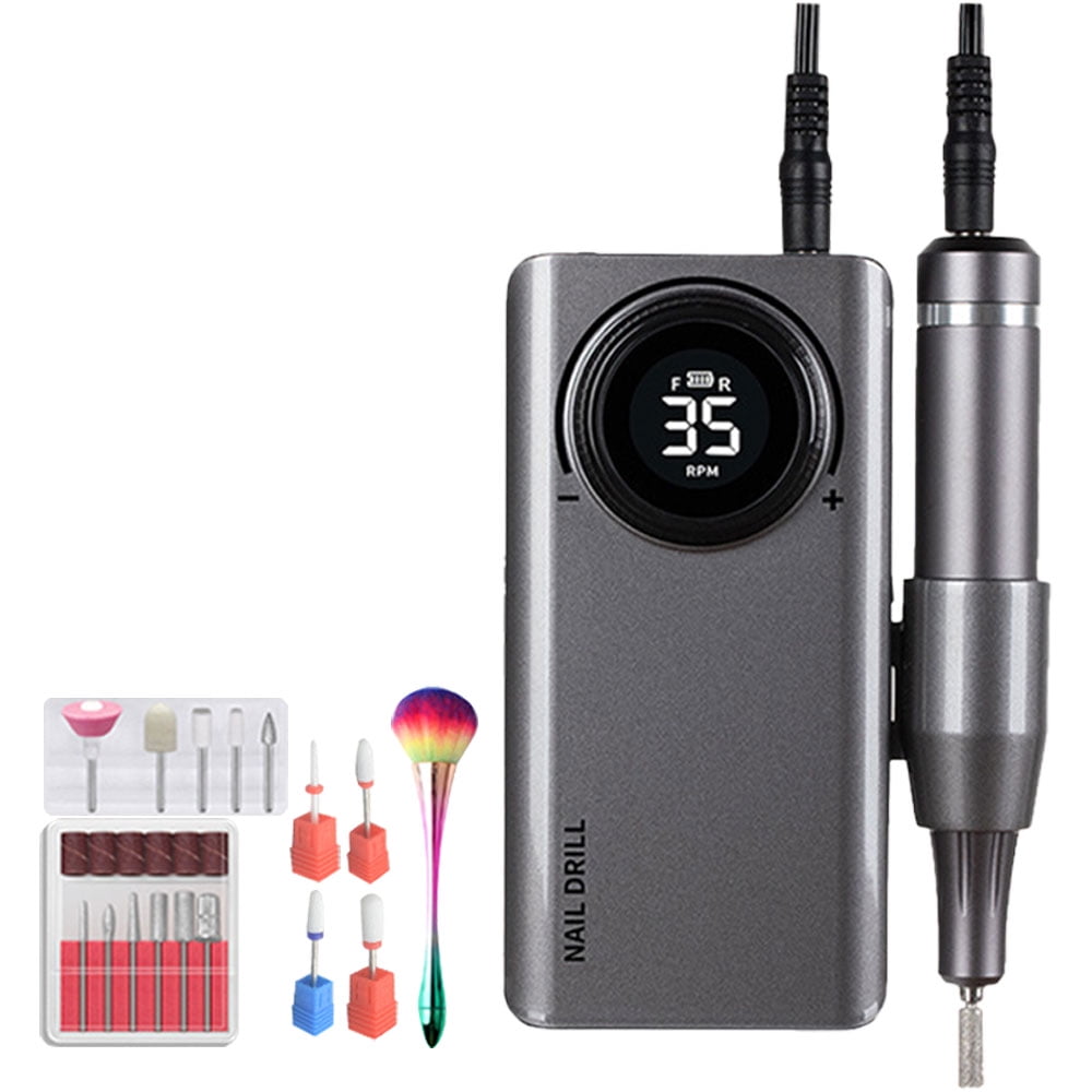 Rechargeable nail polisher, plastic body, metal handle, free 15