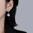 thumbnail image 3 of 925 Sterling Silver Sparkly CZ Snowflake Dangle Earrings for Women Teens Christmas Snowflake Dangle Earrings Drop Winter Party Earrings, 3 of 6
