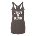 thumbnail image 2 of Jesus Is King Bible Scripture | Womens Christian Premium Tri-Blend Racerback Tank Top, Brown, Large, 2 of 3