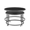 thumbnail image 4 of Rayne Black Faux Marble Glass and Chrome Nesting Cocktail Table Set, 4 of 5