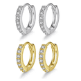 thumbnail image 1 of Xtellar 2 Aretes De Plata Laminado Oro 14k Mujer Arracadas Zirconia, 1 of 1