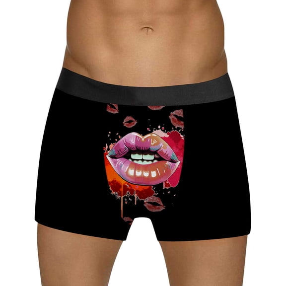 YAYUBA Mens Underwear Heart Print Boxer Shorts Mens Fashion Casual Comfort Valentines Day Printed Underwear
