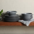 thumbnail image 4 of Gibson Elite Clover Hill 12-Piece Stoneware Dinnerware Set - Embossed Reactive Glaze - Service for 4 - Dark Blue, 4 of 15