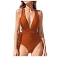thumbnail image 1 of Wyzesi Women Retro High Waisted Bathing Suit Racerback Bikini Swimsuits High Compression Fit Swimwears Gold M, 1 of 4