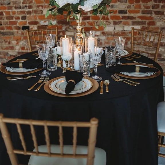 6 Pack Black Round Tablecloths - 120 Inch Stain Resistant and Wrinkle Round Table Clothes for Kitchen Dining, Wedding Birthday Party, Buffet Restaurant, Banquet