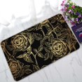 thumbnail image 1 of YUSDECOR Gold Elegant Roses Petals Old Engraving Gold Rose Black Home Decor Floor Mat Area Rug Doormat Size 18x30 Inches, 1 of 1
