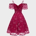 thumbnail image 4 of KBKYBUYZ Femmes Dentelle Off-The-Shoulder Fronde Manches Courtes Parti Robe Cocktail Bal Robe Vintage, 4 of 6