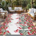 thumbnail image 2 of Red Christmas Outdoor Rug for Patio/Deck/Porch, Non-Slip Large Area Rug 3 x 5 Ft, Poinsettia Berry Xmas Botanical Indoor Outdoor Rugs Washable Area Rugs, Reversible Camping Rug Carpet Runner, 2 of 8