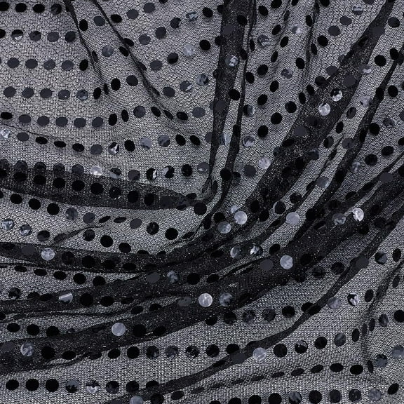 2 Yards Sequin Fabric by The Yard Black Big Sequins Mesh Voile Tulle Net Fabric Metallic Glitter Sparkle Netting Fabric for Sewing Making Craft Clothes Dress Gowns Costumes Home Decor Supply