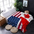 thumbnail image 3 of Flannel Fleece Throw Blanket, Microfiber Decorative Luxury Lightweight Cozy Couch Bed Ultra Comfort Soft Travel Use,Canadian and American Flags 60" x 80", 3 of 6