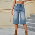 thumbnail image 4 of HXWCHs Women's Mom Jeans Retro Style & High Waist Women Summer Casual Denim Pants with Elastic Waistband Comfortable Straight Leg Cropped Ankle Length Jeans for Daily Wear Blue XXL, 4 of 7
