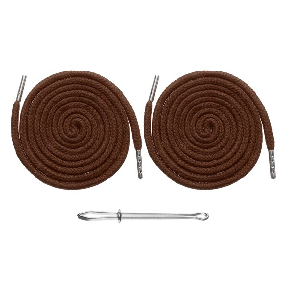 Uxcell 2pcs Drawstring Cords 51" Replacement Drawstring Hoodie String Sewing Tool with Easy Threader for Hoodie Sweatpants Jackets Pants Hats Coats Bags, Brown