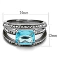 thumbnail image 2 of No Plating Stainless Steel Ring with Synthetic Synthetic Glass in Sea Blue for Women Sea Blue Stone Color Style TK2608 Size 5, 2 of 4