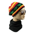 thumbnail image 3 of Winter Unisex Thick Fluffy Sleeve Cap Knitted Hat Multicolor Stripe Rainbow Hat, 3 of 8