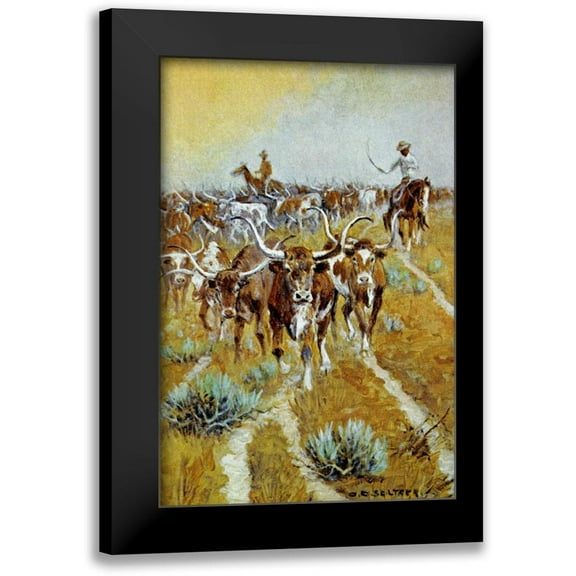 Seltzer, Olaf C. 11x14 Black Modern Framed Museum Art Print Titled - Texas Longhorns