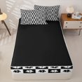 thumbnail image 4 of Erosebridal Simple Daisy Floral Pattern Zipper Twin Comforter Sets with Fitted Sheet and 2 Pillowcases,Checkered Grid Print Zipper Bedding Set,Black White,Black Reversible, 4 of 6
