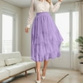 thumbnail image 2 of JIANJIA Skirts for Women Summer Solid Color Irregular Mesh High Waist Slim Medium Length Holiday Wear,Purple,XL, 2 of 5