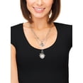 thumbnail image 3 of Time and Tru Heart Charm Layered Necklace Set Silvertone, 3 of 4