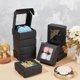 thumbnail image 5 of Paquete de 24 cajas de papel kraft negro con ventana transparente, de 7,4 x 7,4 x 3 cm (2,9 x 2,9 x 1,2 pulgadas). Caja de regalo ideal para aniversarios, cumpleaños, bodas y graduaciones., 5 of 6