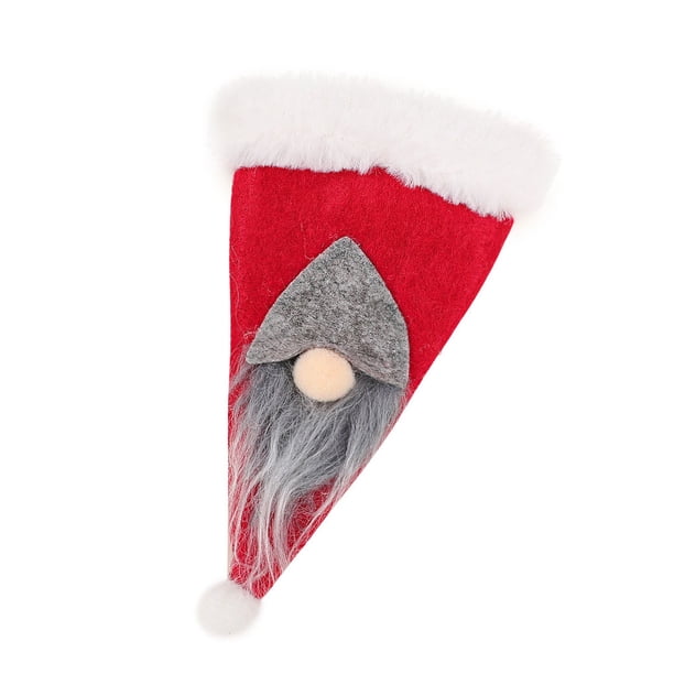Inteprter Cubierta de cubiertos de Navidad, bolsa de cuchara de tenedor antiguo de dibujos animados, cubiertos de bolsillo para festival, suministros de Kits de decoración para fiestas Rojo Inteprter HA070660-01