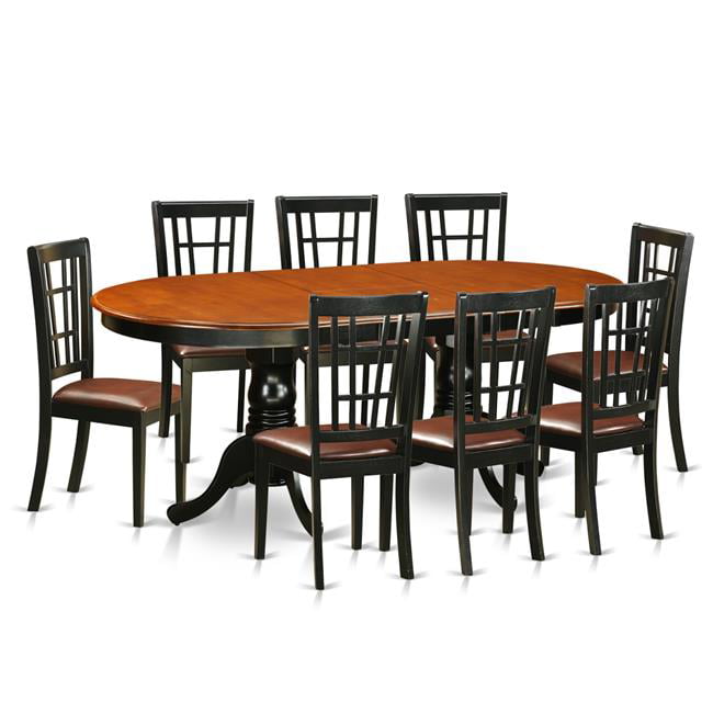 Faux Leather Dining Room Set Table, Leather Dining Room Set