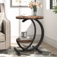 thumbnail image 1 of Fnova Industrial C - Shaped Side Table, 19.68" End Table with Storage Shelf, Geometric Shapes, Metal Frame for Study, Kitchen, Dining Room, Living Room, Easy Assembly, 1 of 10