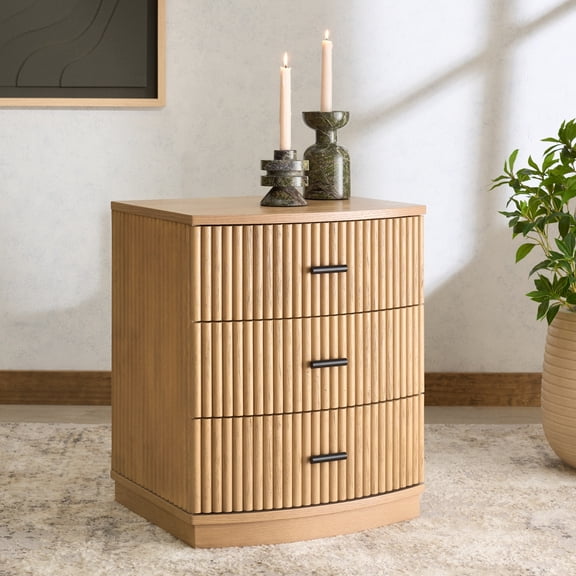 Safvaieh Couture Shelbie Modern Wood and Metal Nightstand, Oak/Black