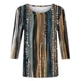 thumbnail image 4 of BangWanChi 3/4 Length Sleeve Womens Tops Women's Fashion Printed T-shirt 3/4 Sleeves Blouse Round Neck Casual Tops, 4 of 5