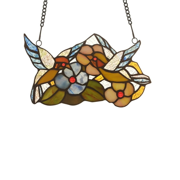 CHLOE Thrush Animal Tiffany-glass Window Panel 10" Wide