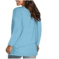 thumbnail image 5 of Sawvnm Women's Fashion V-Neck Solid Loose Long Sleeve T-shirt Pullover Tops Light Blue(V-Neck) L, 5 of 8