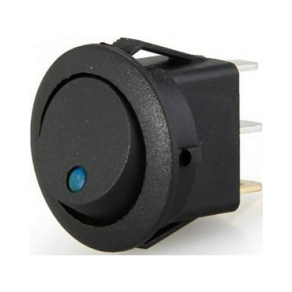 2x Mini Black Round Rocker Switch   Blue LED Indicator Light Car Boat On/Off 12v