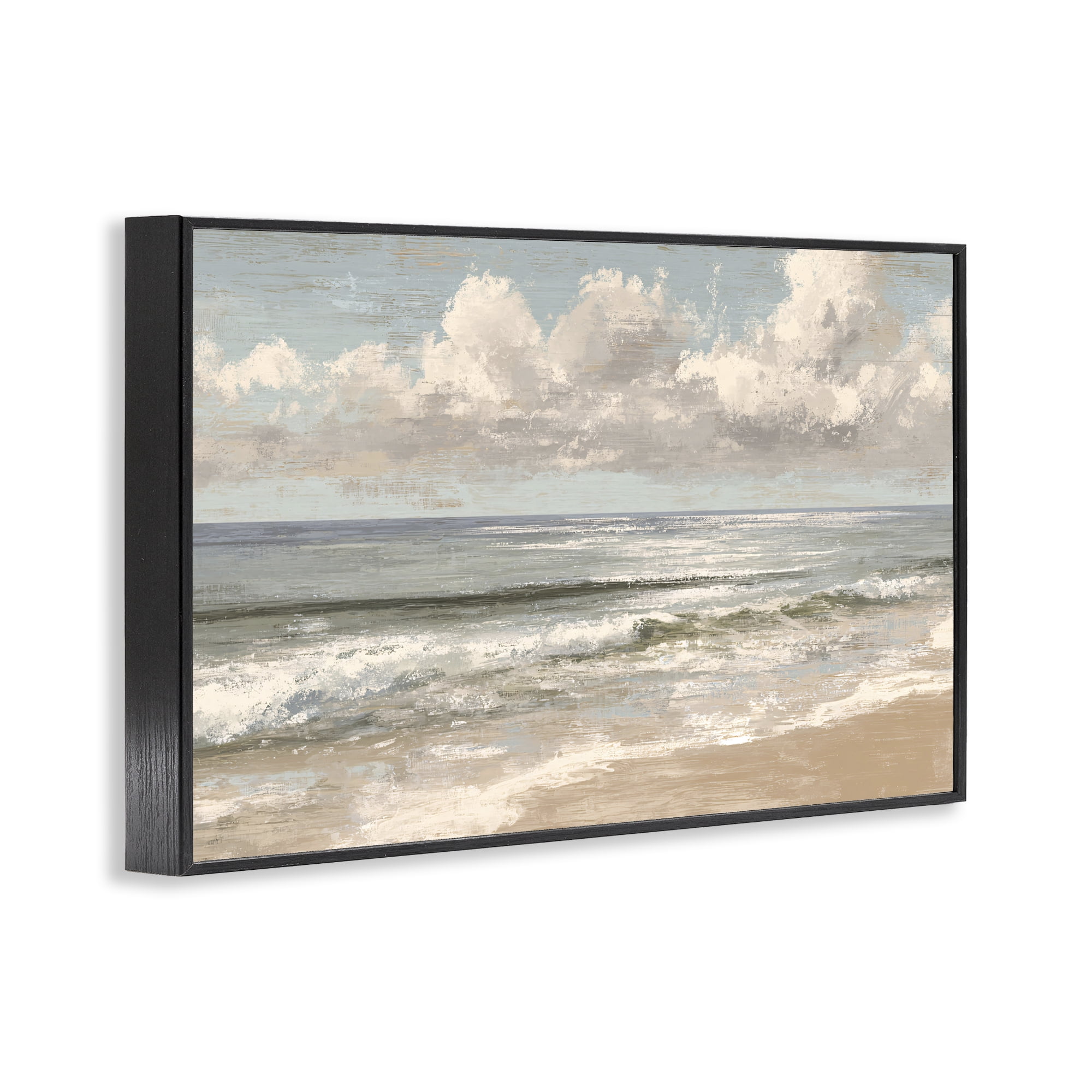 Stupell Industries Distressed Beach Horizon Black Framed Giclee Art, design by Jacky Ngan