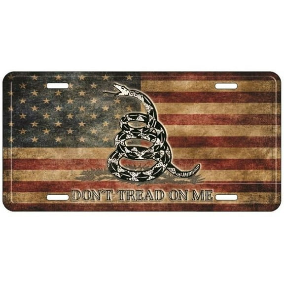 212 Main MP9065 6 x 12 in. Dont Tread on Me Vintage USA Flag Metal License Plate