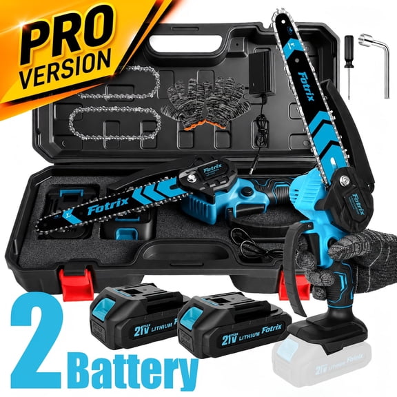 8-Inch Cordless Mini Chainsaw with 2 Batteries & Charger, Upgraded High-Hardness Chain,plastic case packaging