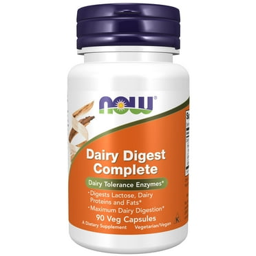 NOW Supplements, Dairy Digest Complete, Digests Lactose, Dairy Proteins and Fats*, 90 Veg Capsules