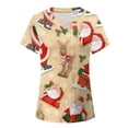 thumbnail image 1 of Liacowi Women Christmas Scrub Top Christmas Nurse Uniforms Short Sleeve Xmas Cartoon Printed T-Shirt, 1 of 1