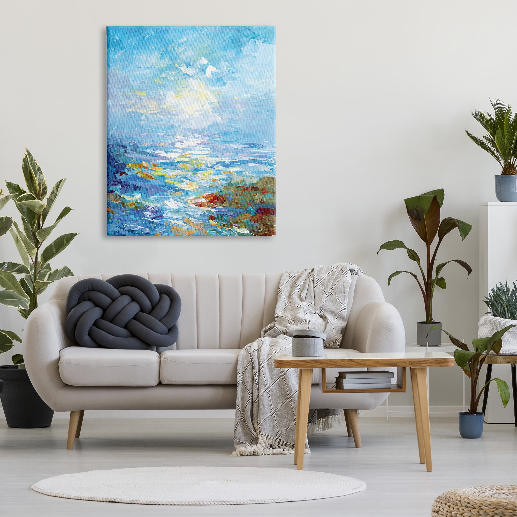 Stupell Industries Abstract Ocean Bliss Blue Landscape Painting Gallery Wrapped Canvas Art Print Wall Art, 36 x 48