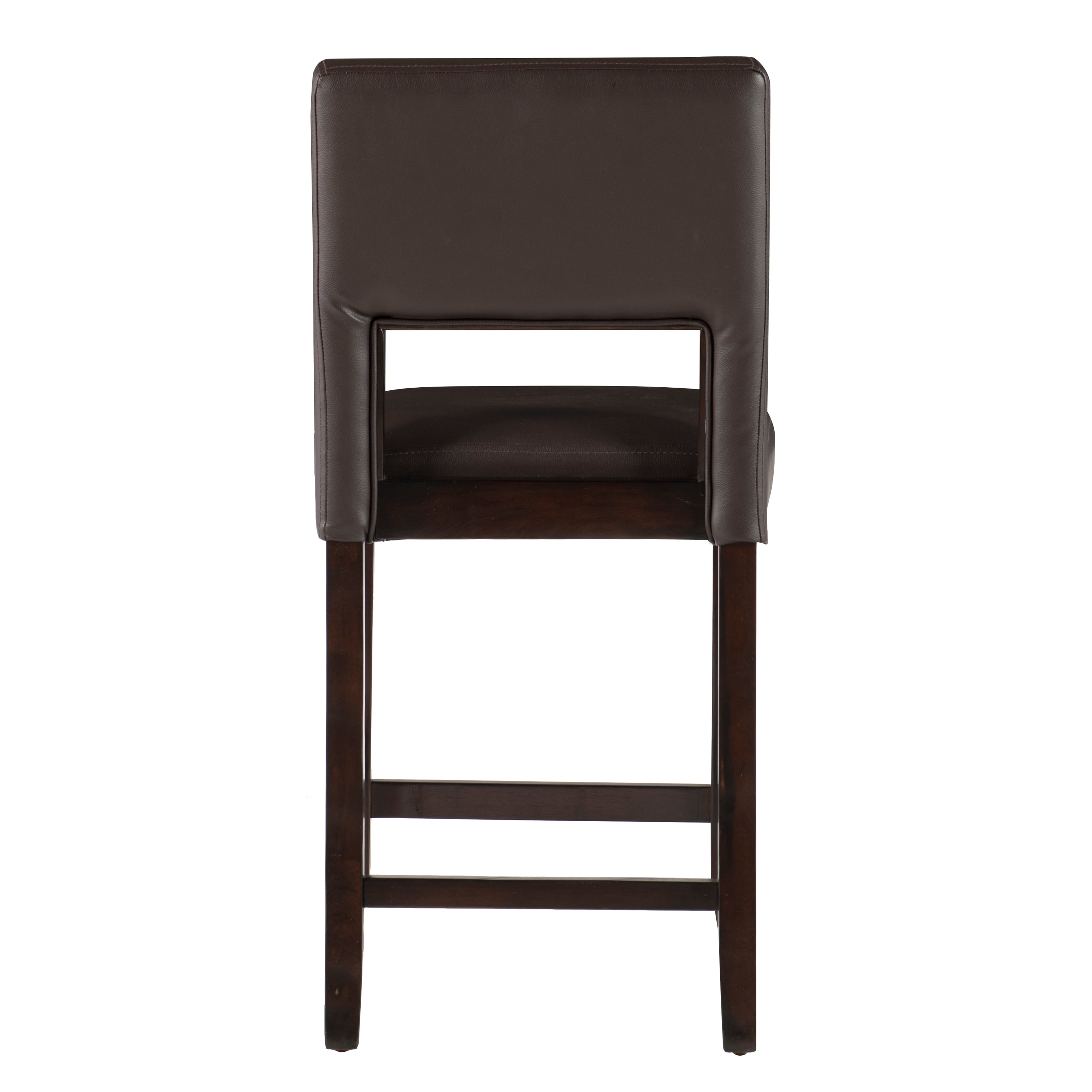 Linon Jevon 24" Indoor Wood Counter Stool, Dark Brown Faux Leather