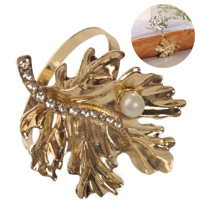 Coofit Napkin Ring Rhinestone Stainless Steel Napkin Wrap Wedding Decor for Banquet