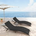 thumbnail image 4 of Kullavik Patio Chaise Lounge Set 3 Pieces Outdoor Lounge Chair Outdoor Wicker Lounge Chairs with Table Folding Chaise Lounger for Poolside Backyard Porch,Black, 4 of 7