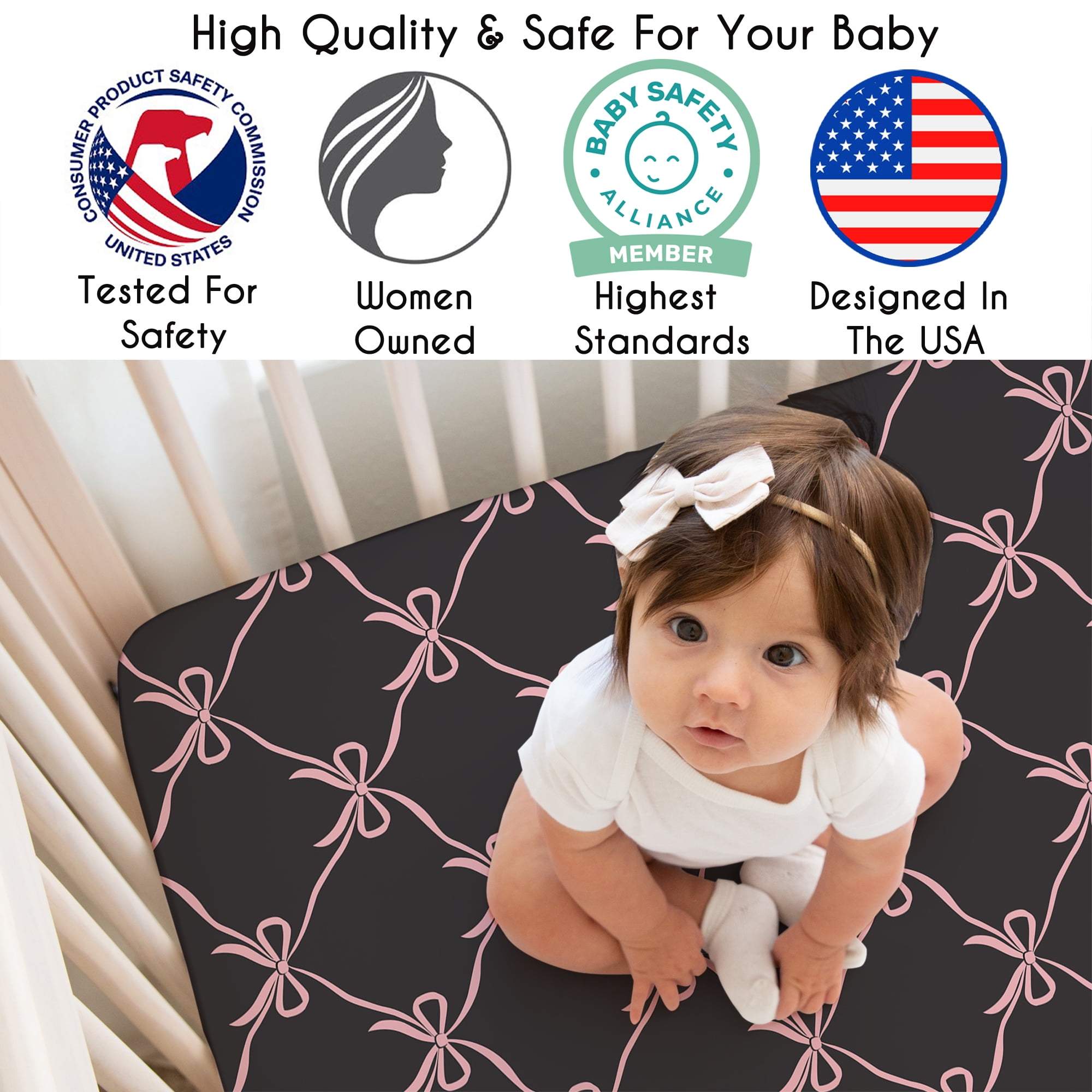 Sweet Jojo Designs Ballerina and Ballet Bows Black Girl Fitted Crib Sheet