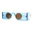 thumbnail image 4 of Keyhole Bridge Rectangle Bar Shape Round Circle Lens Hipster Sunglasses Blue - Brown, 4 of 8
