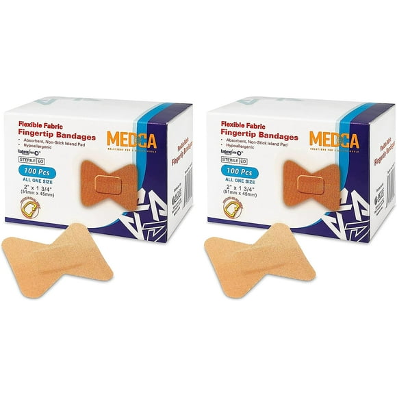 Flexible Fabric Bandages - Flex Fabric Adhesive Bandages Finger-Tip Bandages for Finger Care and to Protect Wounds from Infection - (200 Count)