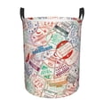 thumbnail image 2 of Goofa Passport Stamp Printed Circular Hamper,Laundry Basket with Handles,Storage Baskets Foldable,Large Capacity Laundry Hamper-Small, 2 of 8