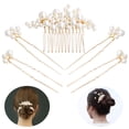 thumbnail image 2 of 5PCS Wedding Hair Accessories Simple Fake Pearl Hair Comb Hair Pin for Bridal, 2 of 10