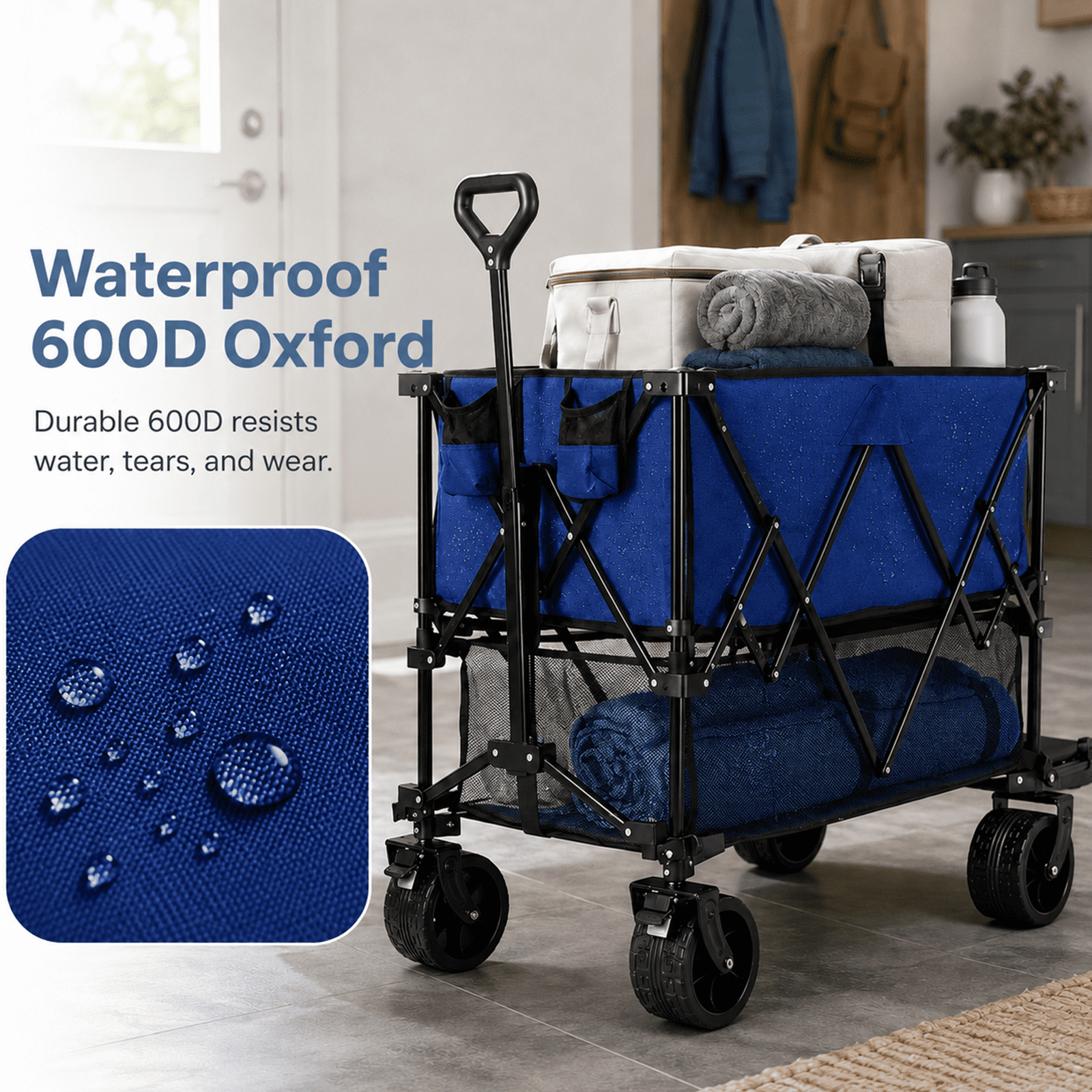 Alvantor Heavy Duty Double Decker Wagon with Extender, 330L Capacity, All-Terrain Wheels with Brakes