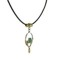 thumbnail image 4 of Gold and Silver Drop Black Leather Cord Vintage Bohemian Style Necklace - 18 inch, 4 of 4